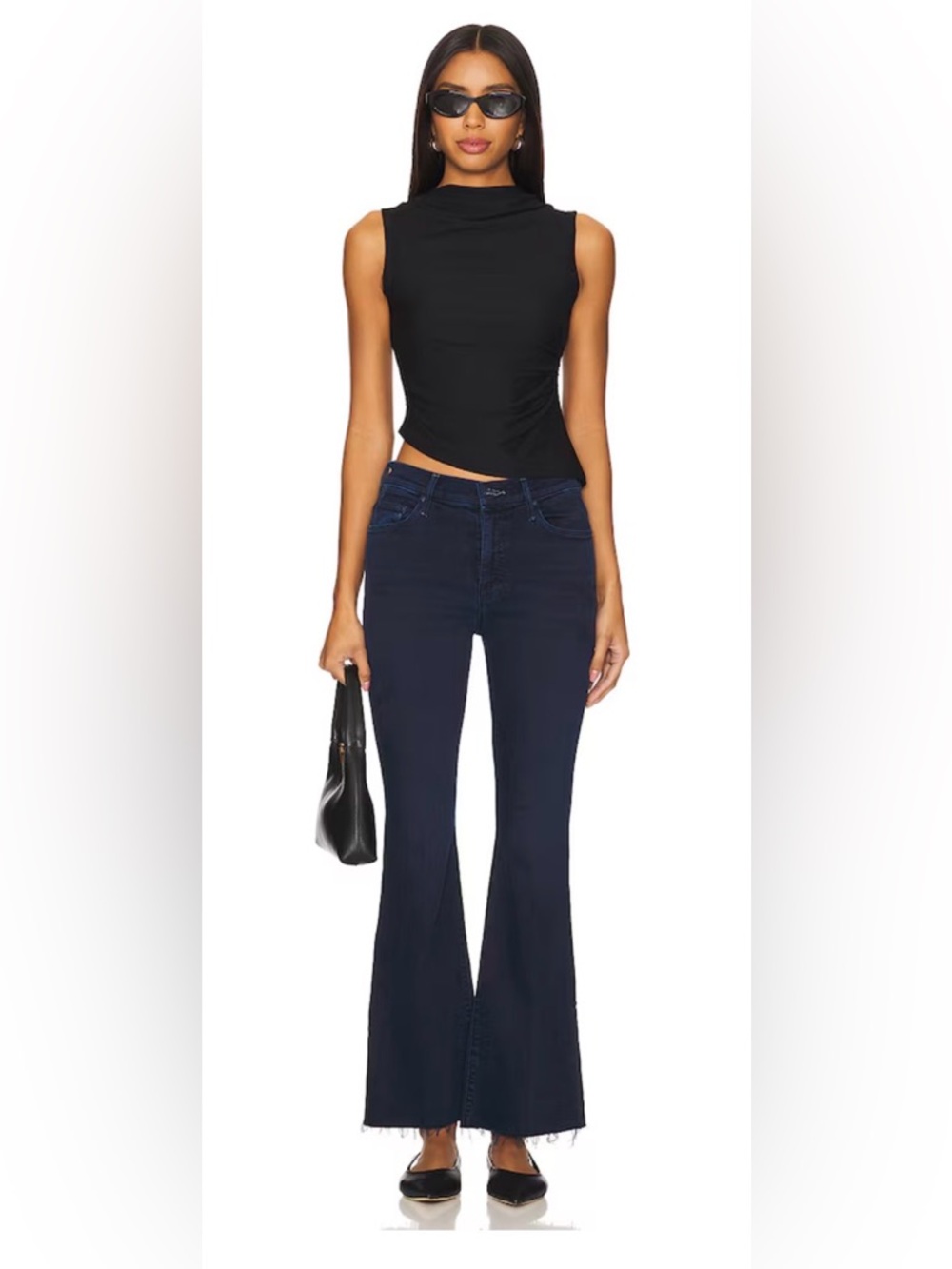 MOTHER Denim Flare Jeans Lil Weekender Fray Size 29 Blue Chip On My Shoulder